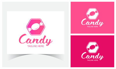 Fototapeta premium Negative Space Lozenge candy Logo Design Template.