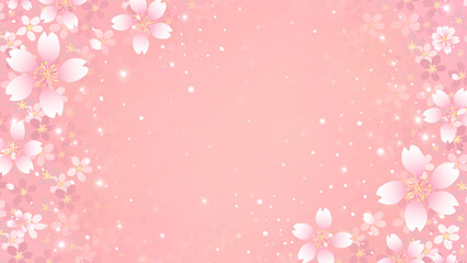 桜のフレーム背景　素材　桜吹雪　キラキラさくら柄　お花見　入学　卒業　入園　卒園　ひな祭り　ひなまつり　16:9