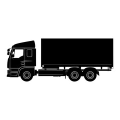 Camion silhouette on a white background. Vehicle icons set view from side, front, back, and top. Truck Icon Vector.