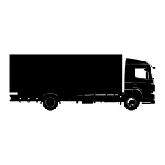 Camion silhouette on a white background. Vehicle icons set view from side, front, back, and top. Truck Icon Vector.