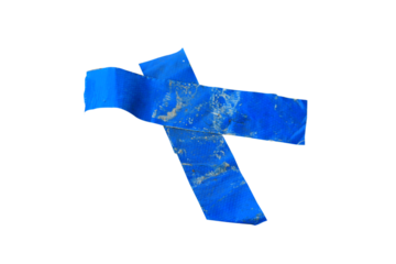 Old blue wall stickers isolated on white background.