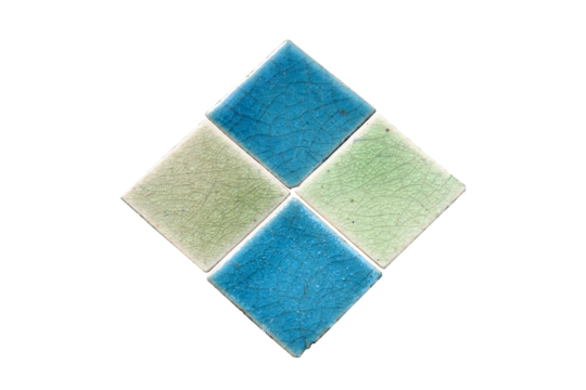 4 square tile floors arranged in a square shape isolated on white background.