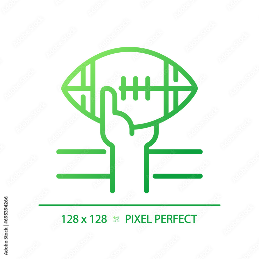 Poster touchdown gradient linear vector icon. american football rules. scoring play. player carrying pigski