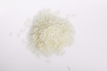 High contrast rice grains on white background.