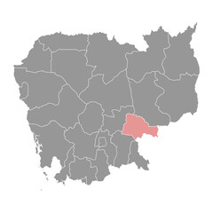 Tboung Khmum province map, administrative division of Cambodia. Vector illustration.