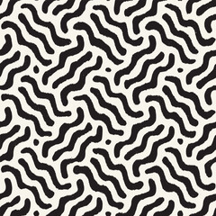 Vector seamless hand-painted pattern. Abstract decorative background with brush strokes. Monochrome hand-drawn texture.