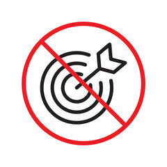 Prohibited aiming vector icon. No aim icon. Forbidden aim icon. Warning, caution, attention, restriction, danger flat sign design. Target symbol