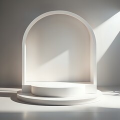 3d abstract scene geometry shape white color podium for product display made with Generative AI