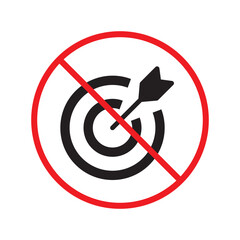 Prohibited aiming vector icon. No aim icon. Forbidden aim icon. Warning, caution, attention, restriction, danger flat sign design. Target symbol