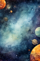 space background with stars and planets