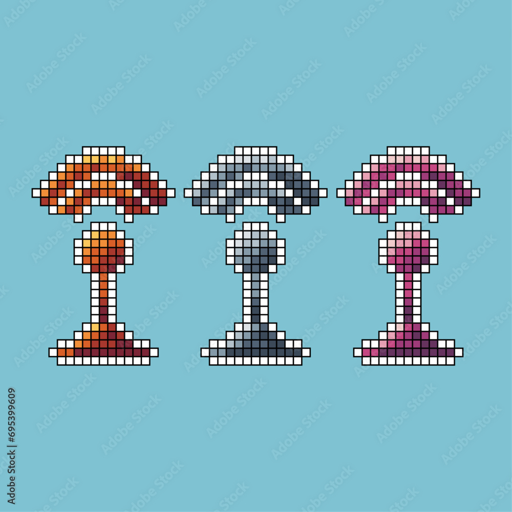 Fototapete pixel art stroke sets of wifi router icon with variation color item asset.connection icon on pixelat