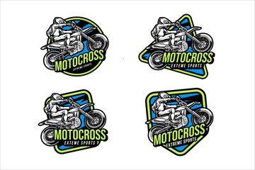 Obraz premium super moto standing badge logo design set collection for sport and adventure