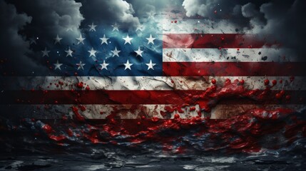 Usa Flag Stars On Grey Grunge, Background HD, Illustrations