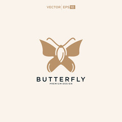 Butterfly logo. Luxury line logotype design. Universal premium butterfly symbol
