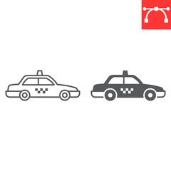 Taxi car line and glyph icon, transportation and vehicle, taxi cab vector icon, vector graphics, editable stroke outline sign, eps 10.