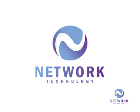 network logo creative design concept globe connect world technology digital