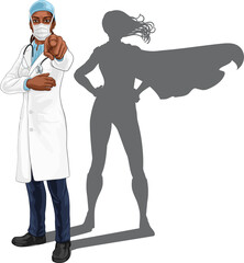 Super Hero Black Woman Doctor Superhero Pointing