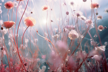 Abstract depiction of flowers in soft focus, evoking a sense of delicate whispers in a serene botanical landscape. 3