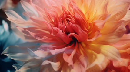 Fototapeta na wymiar Close-up abstract image capturing the play of vibrant petals, forming a kaleidoscope of color and movement.