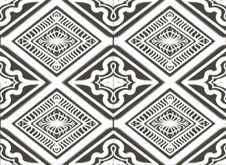 Ikat pattern white fabric large square Abstract Aztec symbol illustration geometric shape vector pattern Ethic nature native tribal work background backdrop wallpaper print textile clothing fashion 