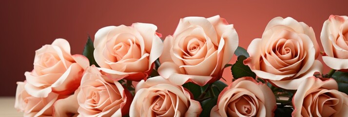 Many Beautiful Roses On Beige Background , Banner Image For Website, Background, Desktop Wallpaper