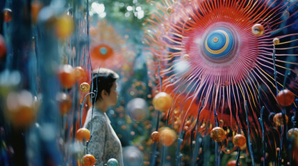 A visually captivating photograph depicting a quantum quest, blending intricate patterns and vibrant colors to evoke a sense of exploration.