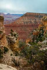 Panoramic view of the river valley and red rocks. Grand Canyon National Park with Colorado river in...