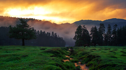 sunset in the mountains