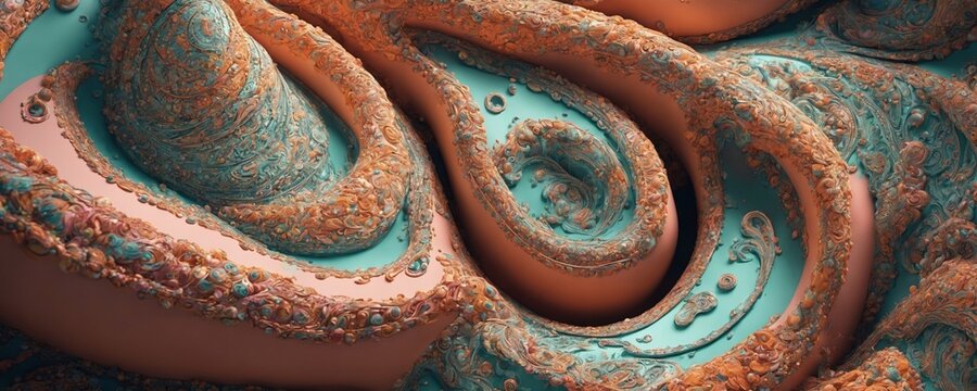 a close up of a blue and brown swirl
