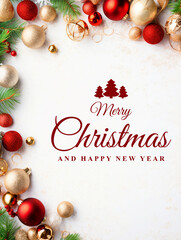 Fototapeta premium Merry Christmas concept greeting card - ai generative
