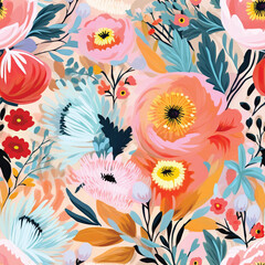vector hand drawn abstract floral pattern