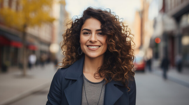 Young hispanic woman smiling happy with arms crossed at the city