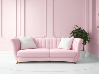 The modern interior design of the living room with pink sofa in Home Interior