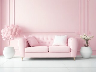 The modern interior design of the living room with pink sofa in Home Interior