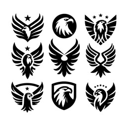 set of icon logo template eagle