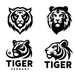 set of icon logo template tiger