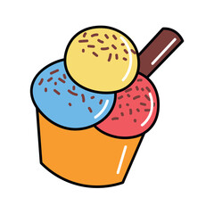 Ice cream of food colorful set. A mouthwatering illustration exudes sweetness, as the design beautifully complements the creamy, dreamy world of ice cream. Vector illustration.