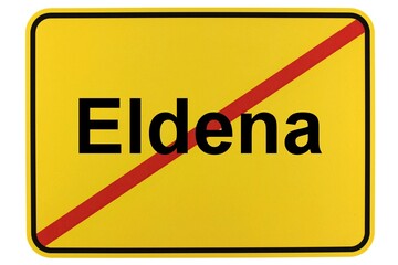 Illustration eines Ortsschildes der Gemeinde Eldena in Mecklenburg-Vorpommern