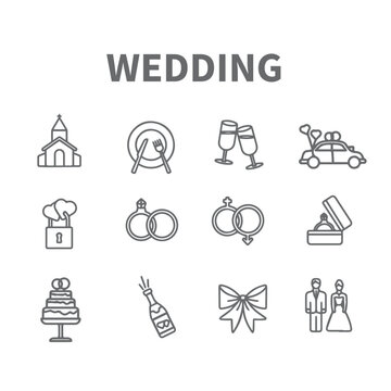 wedding vector icons set
