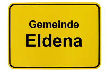 Illustration eines Ortsschildes der Gemeinde Eldena in Mecklenburg-Vorpommern