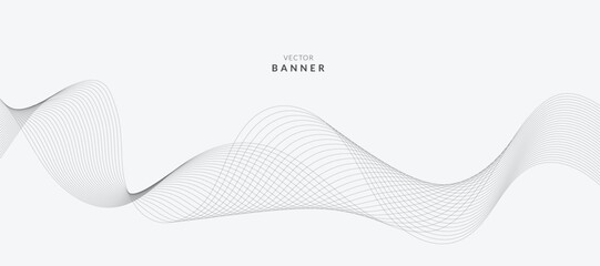 Abstract wave element for design. Digital frequency track equalizer. Stylized line art background. Vector illustration. Wave with lines created using blend tool. Curved wavy line, smooth stripe.