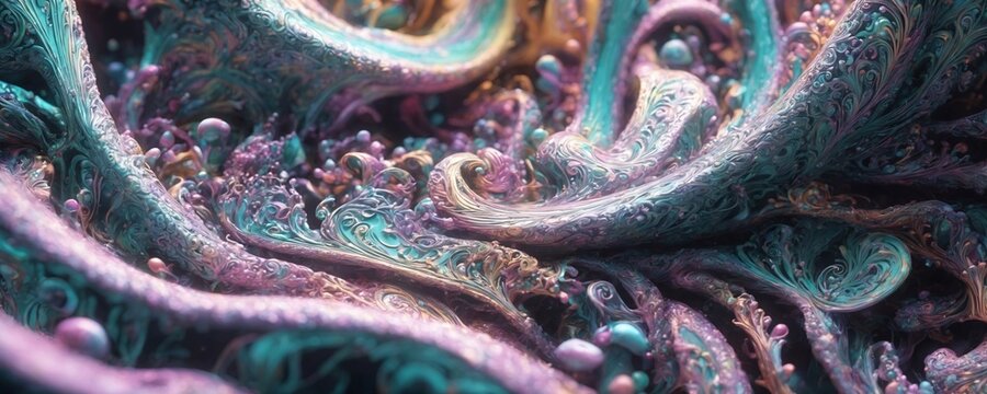 a close up of a colorful, abstract painting