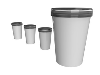 3D Illustration - Four Plastic Pots