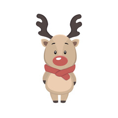 full-length Christmas deer in a scarf vector. eps 10