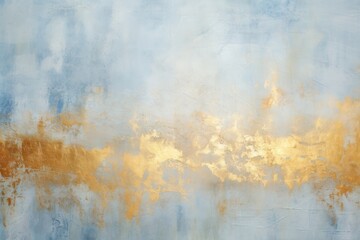  a painting with gold and blue colors on a white and blue background with a white and gold design on the bottom half of the painting and bottom half of the painting.