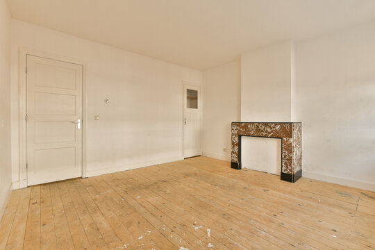 Living room with fireplace and wooden floor