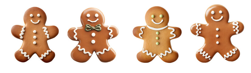 gingerbread man cookie isolated on a transparent PNG background, white background, Generative Ai