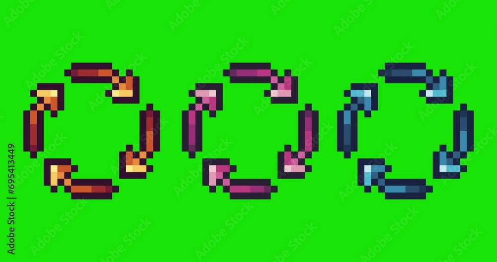 Poster green screen of recycle, recycle icon bits pixel slowly appeared and dissappeared. simple animation 