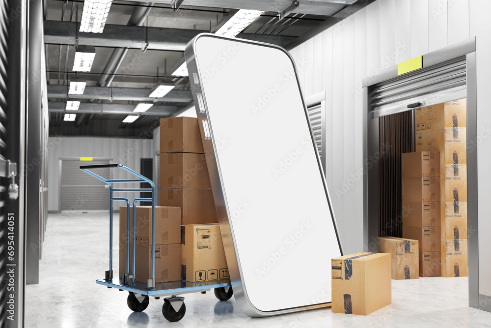 Aufkleber storage space inside container. rent of container for safekeeping furniture. demonstration of spacio
