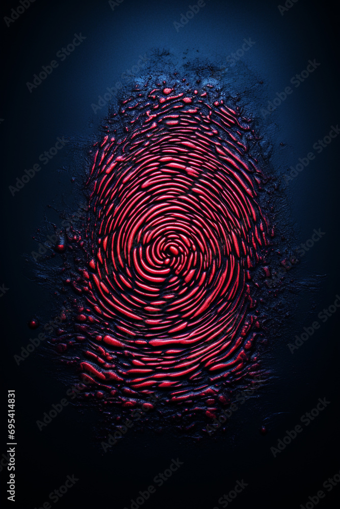 Aufkleber stylized fingerprint with a neon glow effect on a dark, gritty texture.